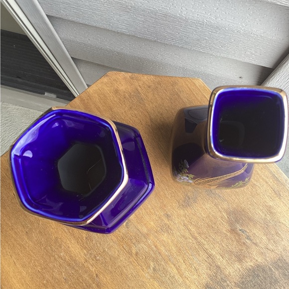 Pair of Vintage Nanco Cobalt Blue Japanese Pheasant Bird Vases - Picture 4 of 7